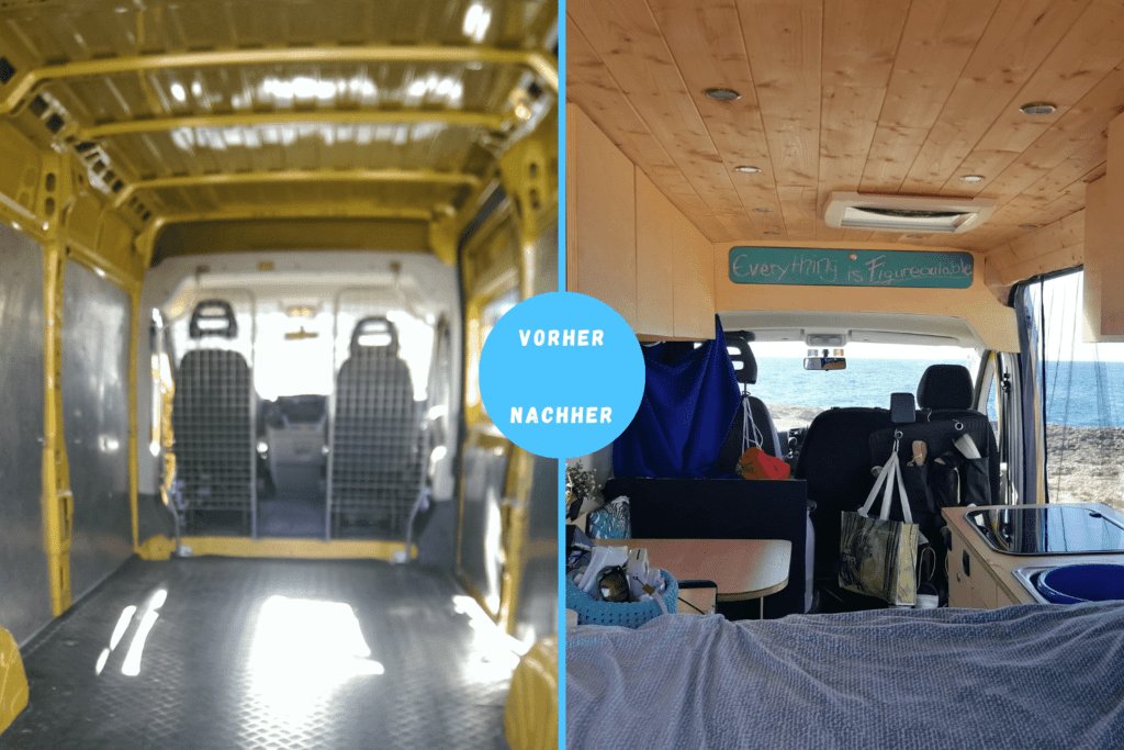 Vorher und Nach dem Camper Ausbau - Querformat