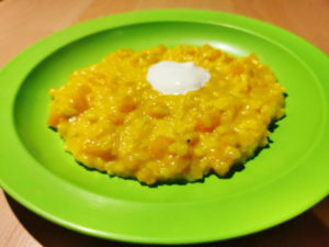 Fertiges Kürbis Risotto, Rezept aus der Van Küche von Vroni's Vanlife