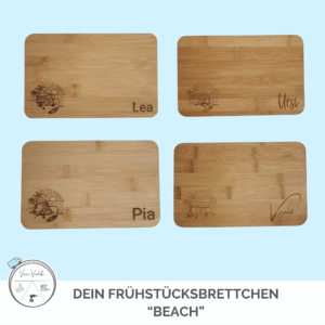 Frühstücksbrettchen Bambus "Beach" – personalisierbar & Wunsch-Motiv