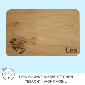 Frühstücksbrettchen Bambus "Beach" Wohnmobil  – personalisierbar