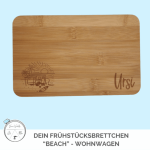 Frühstücksbrettchen Bambus "Beach" Wohnwagen – personalisierbar