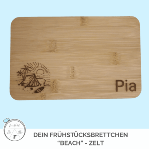 Frühstücksbrettchen Bambus "Beach" Zelt – personalisierbar