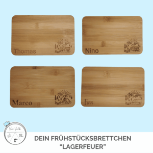 Frühstücksbrettchen Bambus "Lagerfeuer" – personalisierbar & Wunsch-Motiv