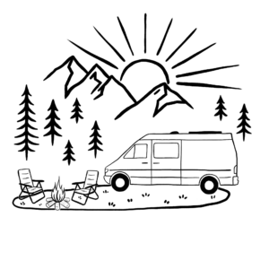 Frühstücksbrettchen Bambus Kastenwagen "Wald & Berge" – personalisiert