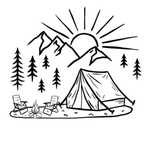Frühstücksbrettchen Bambus Zelt "Wald & Berge" – personalisiert