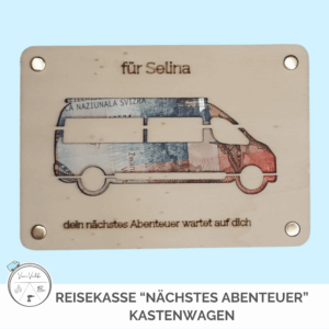 Reise-Kasse „nächstes Abenteuer“ – Kastenwagen – personalisierbar