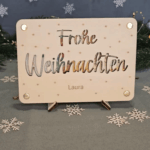 Geldgeschenk Weihnachten aus Holz, personalisierbare Karte im Postkarten-Format
