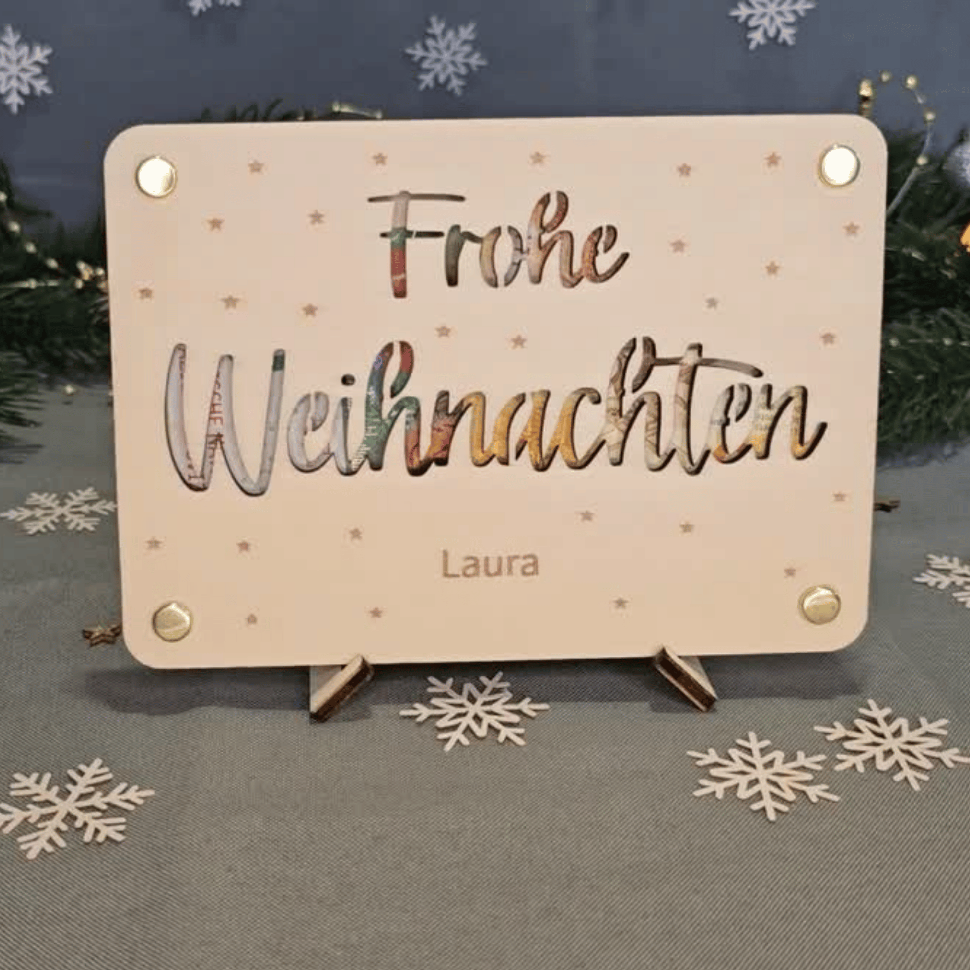Geldgeschenk zu Weihnachten – Schriftzug „Frohe Weihnachten“