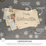 Geld zu Weihnachten schön verpackt in individueller Holzkarte