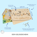 Kreatives Geldgeschenk zu Weihnachten aus Pappelholz mit winterlichem Waldmotiv