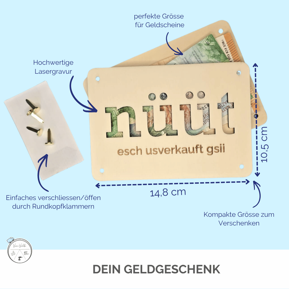 Persönliche Geschenke: Geld kreativ verpacken zu Weihnachten mit Holzschild