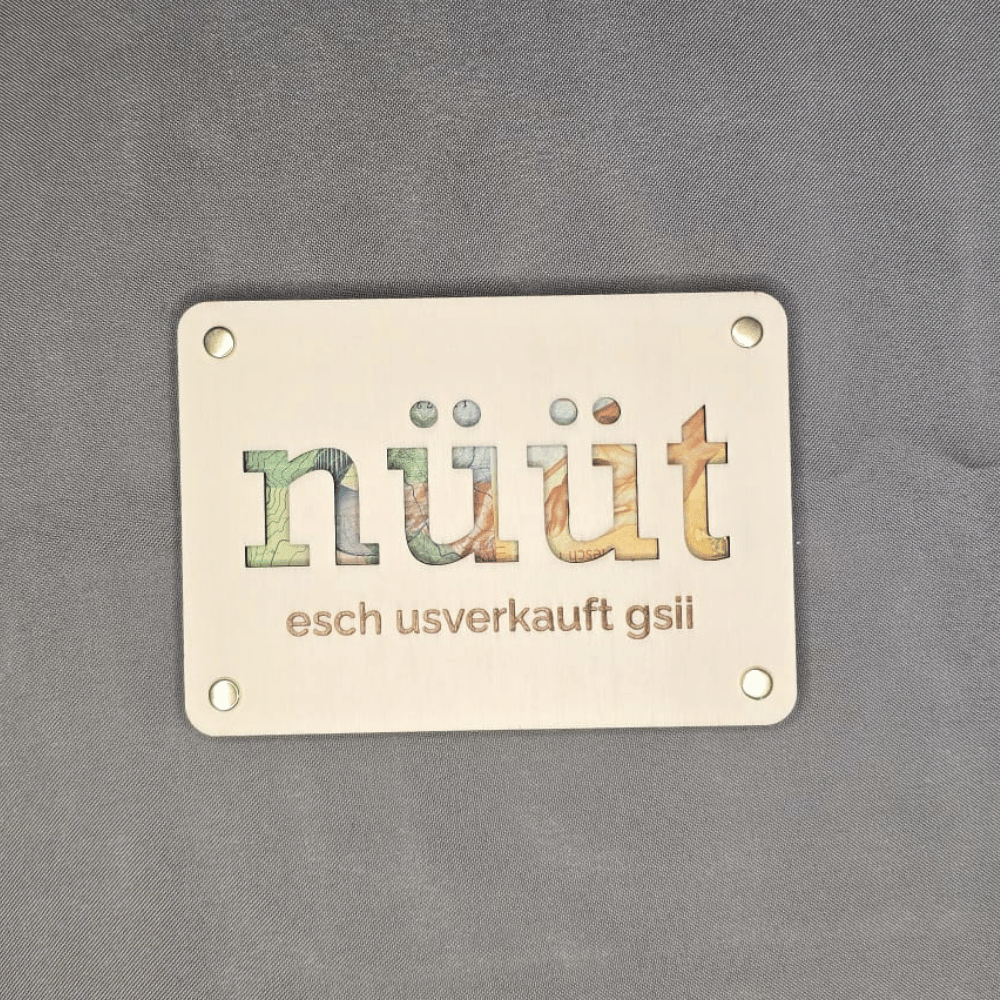 Idee für Geldgeschenk: Geldscheine zwischen zwei Holzplatten mit Rundkopfklammern fixiert