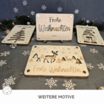 Weitere personalisierbare Weihnachts-Geldgeschenke aus Holz mit Rentier, Wichtel und Weihnachtsbaum